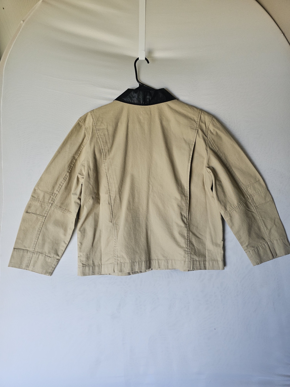a.n.a a new approach Beige Cotton Full Zip Jacket Coat Faux Leather Collar L NWT - Picture 12 of 16